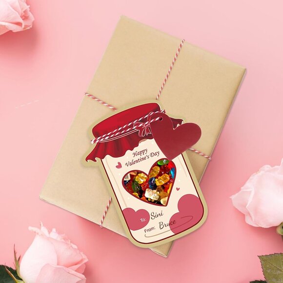 Valentines Day Cards for Kids School - 50 Pack Mason Jar Happy Valentine's Day C - Picture 6 of 8